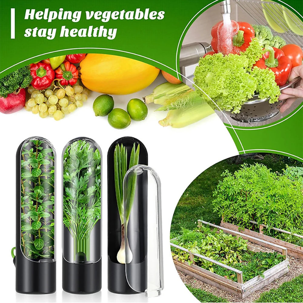 Herb Vegetable Fresh Saver Pod Containers for Refrigerator 2 Pack