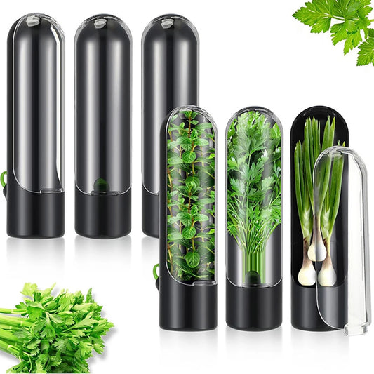 Herb Vegetable Fresh Saver Pod Containers for Refrigerator 2 Pack