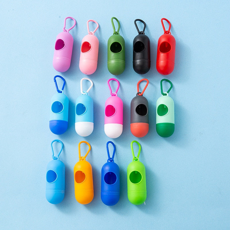 New Colorful Waste Bag Dispenser Bullet Bone Poop Grenade Case Bag Holders for Pets with Bags and Flashlight