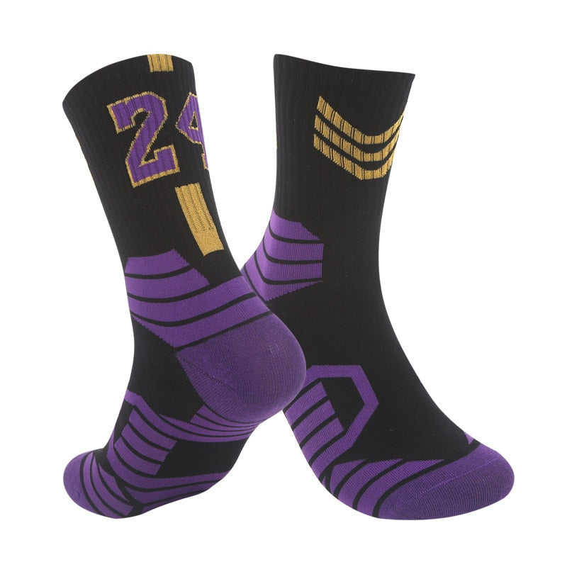 Basketball Athletic Player Numbers Team Colors Crew Socks for Boys, Girls, Men, Women 2 Pack