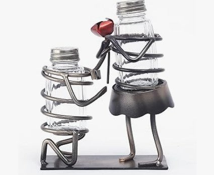 Funny Salt and Pepper Shakers Sets Novelty Two Glass Metal Ceramic Shakers, for Spices and Seasonings, For Kitchen, Dining Table Decor