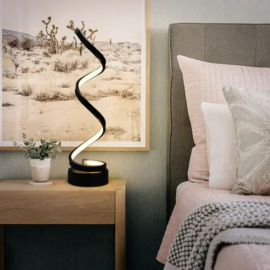 Modern LED Creative Remote Control Spiral Desk Bedroom Table Lamp