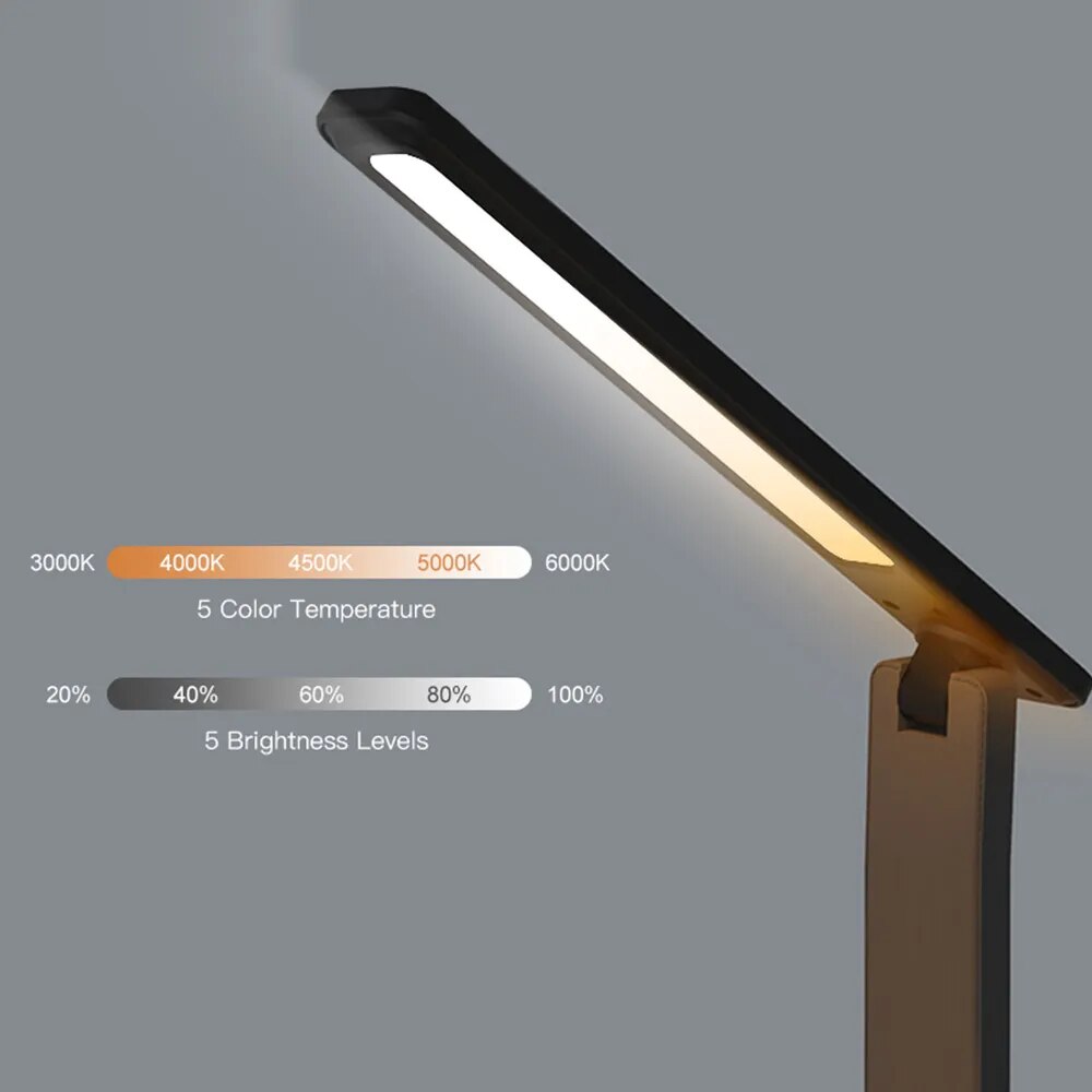 Wireless Charging LED Desk Lamp with Calendar Temperature and Alarm Clock