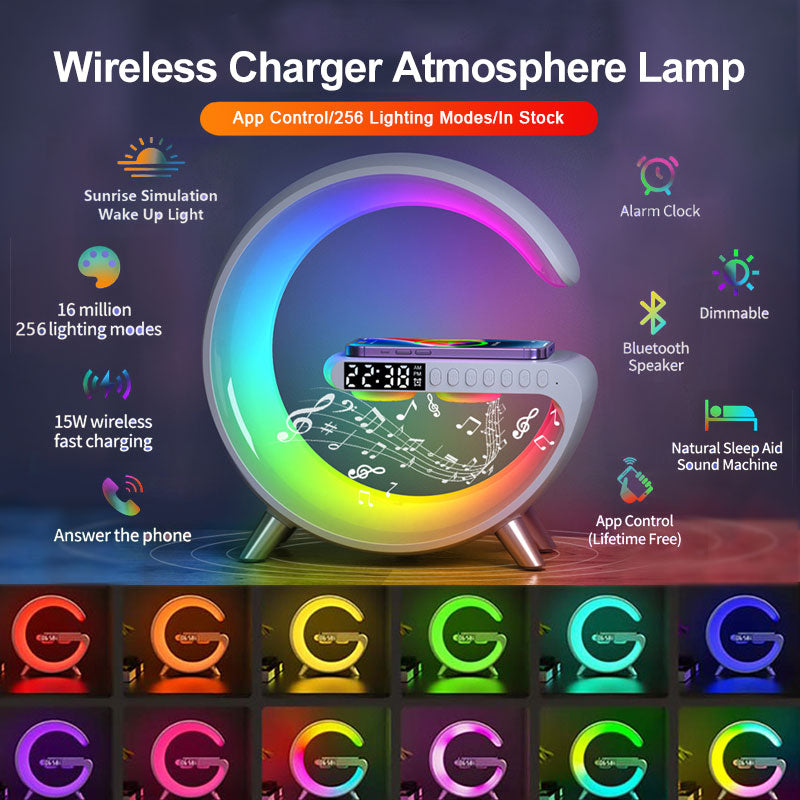 4 in 1 Atomsphere New Intelligent LED Wireless I Phone Charger Music Night Lamp