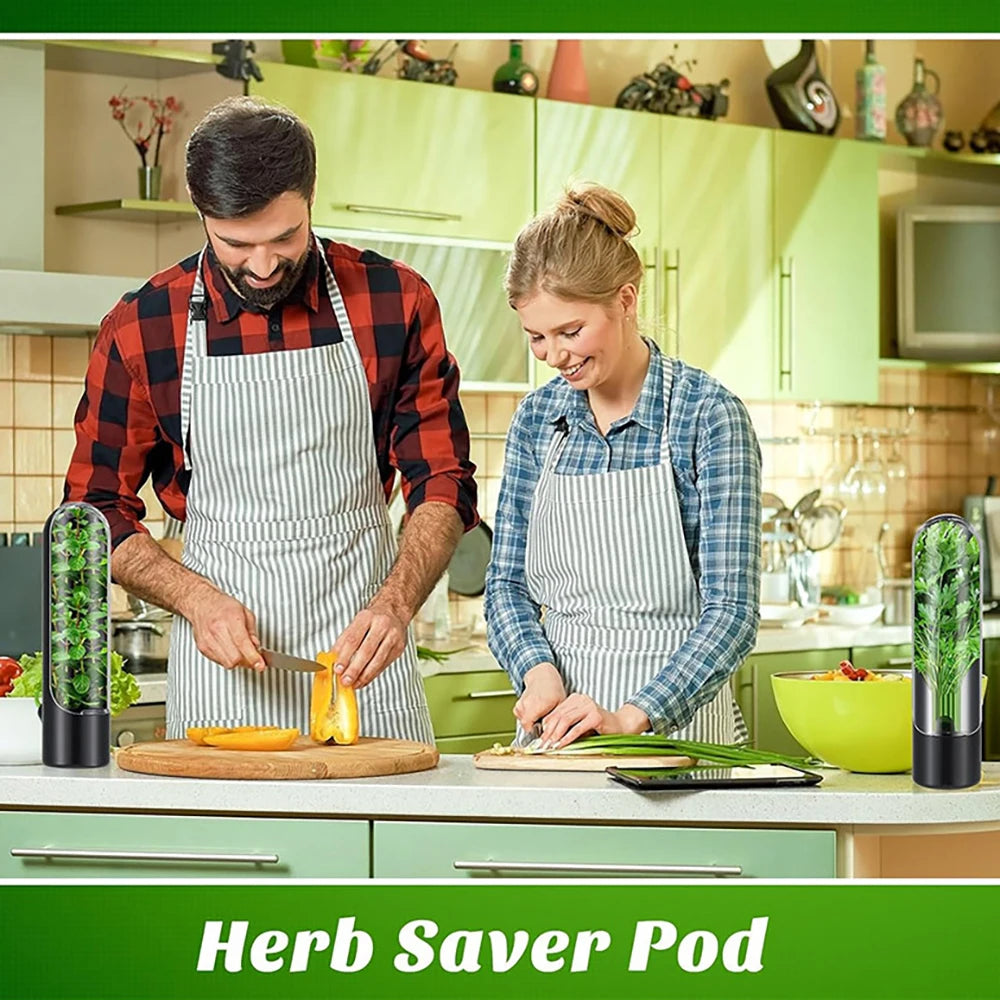 Herb Vegetable Fresh Saver Pod Containers for Refrigerator 2 Pack