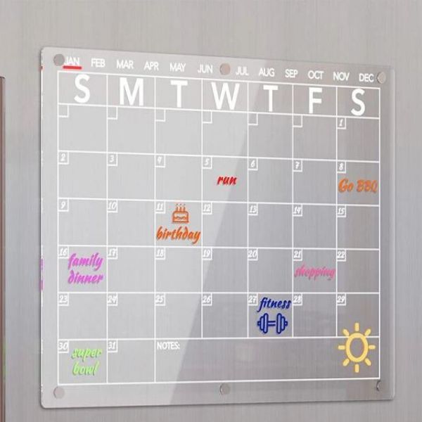 Acrylic Magnetic Clear Transparent Daily Weekly Monthly Dry Erase Board Calendar