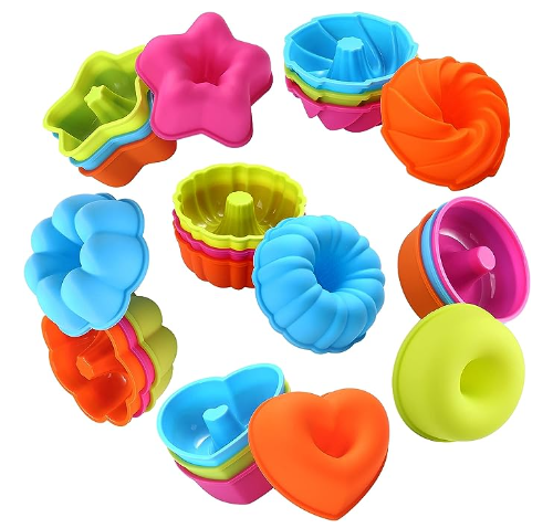 Silicone Nonstick 2 3/4 inches Non-Stick Dishwasher Oven Safe Donut Mold and Cake Baking Cups