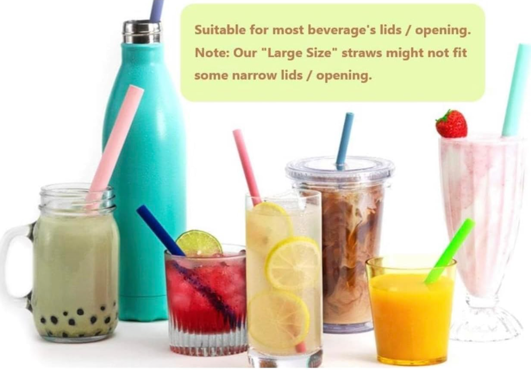 Silicone Openable Reusable BPA Free Drink Straws 5-PK