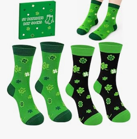 Warm Soft Novelty Winter Green St Patrick's Day Socks for Men Women and Teens Crew Long Socks for Holidays, Birthday Gift