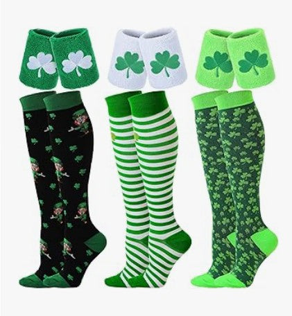 Warm Soft Novelty Winter Green St Patrick's Day Socks for Men Women and Teens Crew Long Socks for Holidays, Birthday Gift