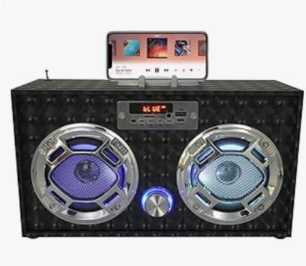 Mini Unique Design Boombox, Vinyl Record Player FM Radio Retro Car with LED Bluetooth Speaker w/Enhanced FM Radio for Home and Outdoor Decor