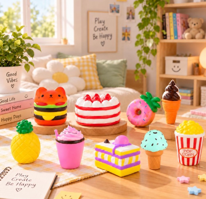 Squishy Toys Cube Bulk Toys Slow Rising Balls Cubes Butter Variety Food Pack Cats for Adults Kids Toys for Party Favors Classroom and Work