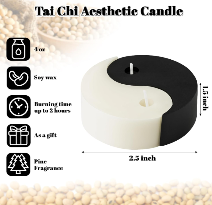 Tai Chi Candle Geometric Aesthetic Candles Pine Fragrance Natural Soy Wax Aromatherapy Handmade Candle