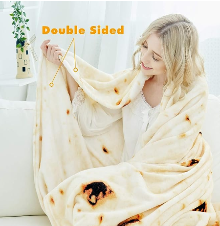 Tortilla Double Sided Print Round Blanket Plush Soft Throw for Bedspread Sofa Couch