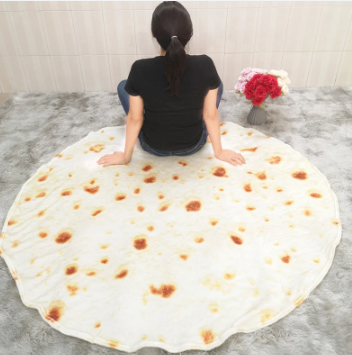 Tortilla Double Sided Print Round Fleece Flannel Linen Blanket Plush Soft Throw for Bedspread Sofa Couch