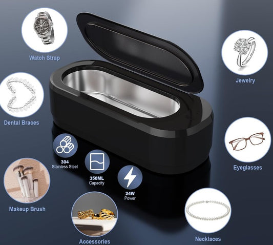 Ultrasonic High Frequency Vibrating Professional Portable Jewelry Eyeglass Retainers Denture Cleaning Machine