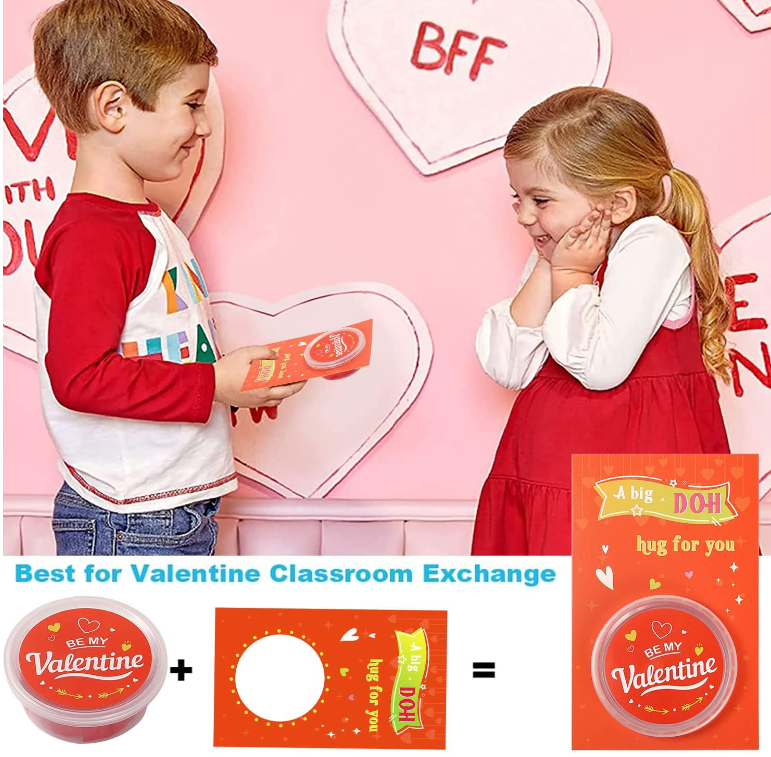 Valentines Day Cards for Kids with Playing Dough 32 Pack