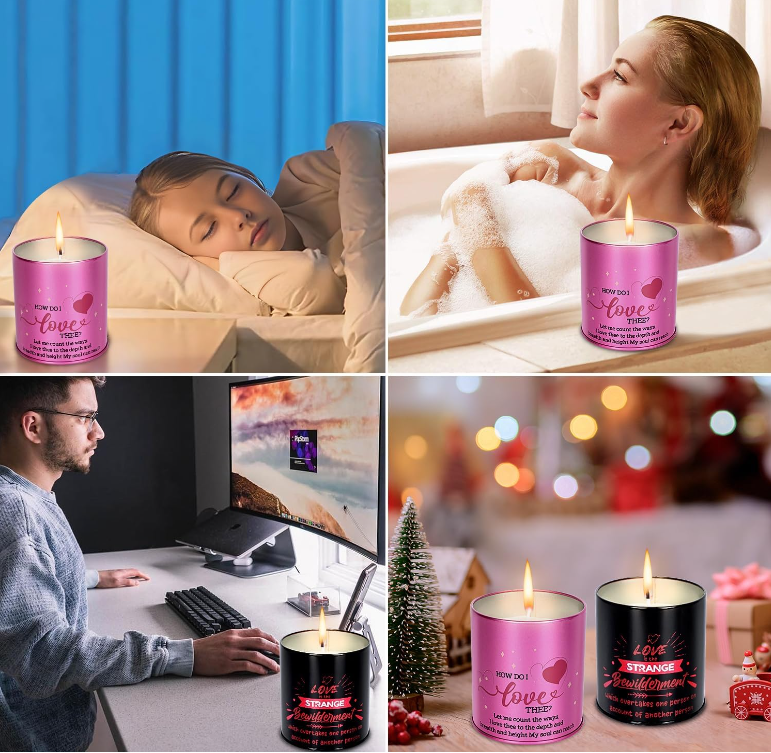 Birthday Anniversary Gifts for Him and Her Romantic Couple Aromatherapy Scented Candles 2 Pack