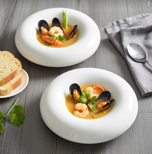Artistic Conception Insulated Fun Round Thick Black White Ceramic Porcelain Dish Soup Ceral Bowls