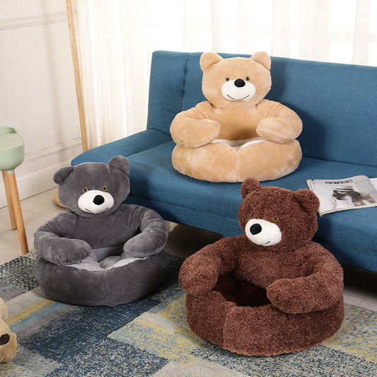 Detachable And Washable Hug Bear Pet Nest Round Shape Warm and Comfortable Pet Bed