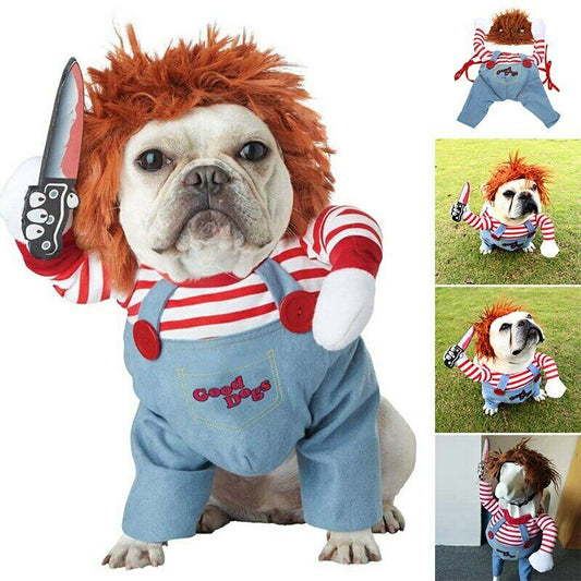 Funny Halloween Scary Chucky Horseman Adjustable Pet Costume