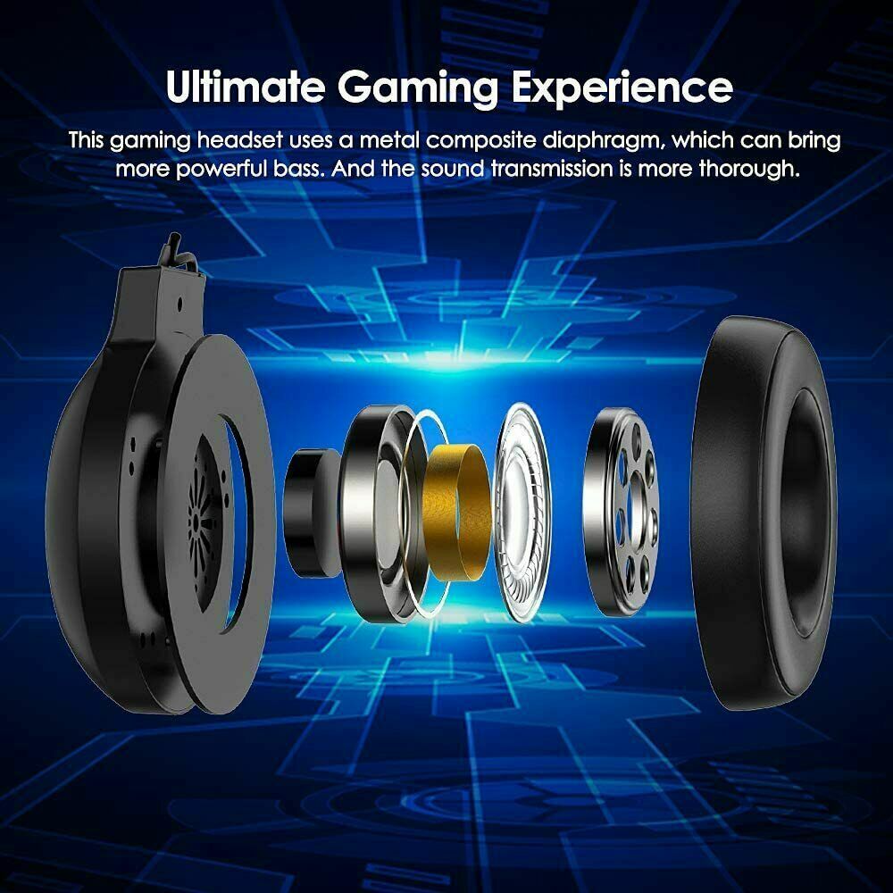 Gaming Work Music Headset with Noise Cancelling Mic for PC Mac Nintendo PS4 Xbox