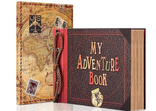 Adventure Book Scrapbook Photo Album Retro Style Embossed Letter Cover Travel Diary Journal Scrap Book Kit For Couples,