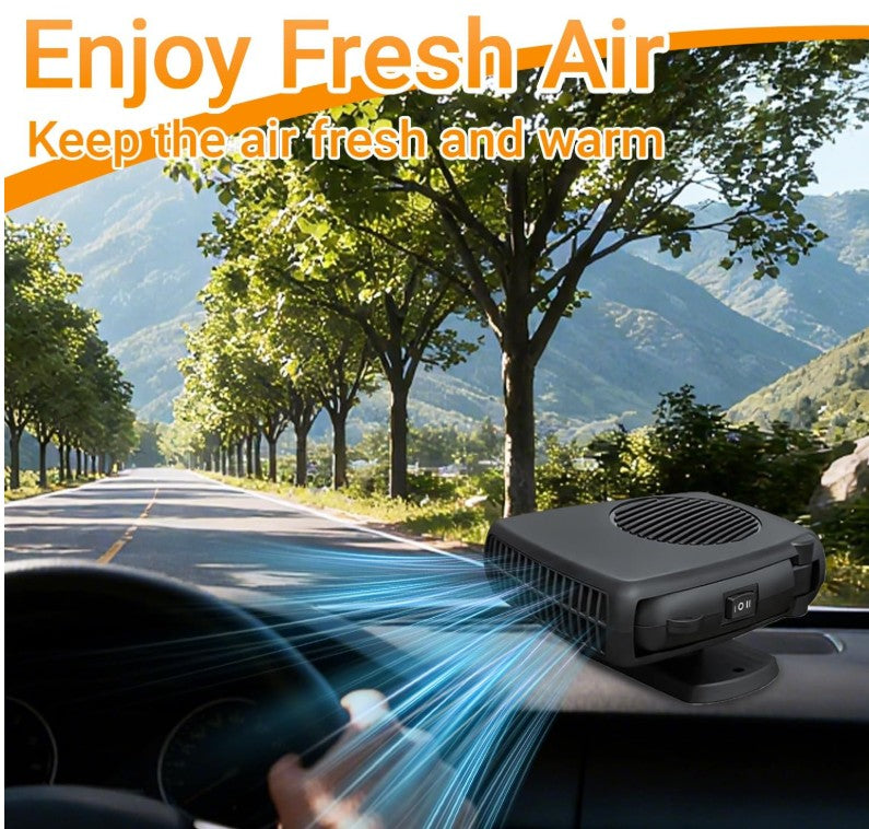 Car Heater, 12V 200W Fast Heating & Cooler Fan Portable Windshield Defogger & Defroster Plug into Cigarette Lighter, 360° Auto Heater for Car, SUV, Trucks