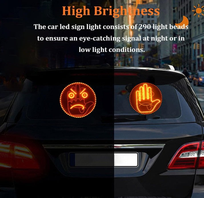 4 Expression and 4 Gestures Finger Car Auto Lights, Road Rage LED Sign for Car, Funny Hand Gesture Light for Car Back Window