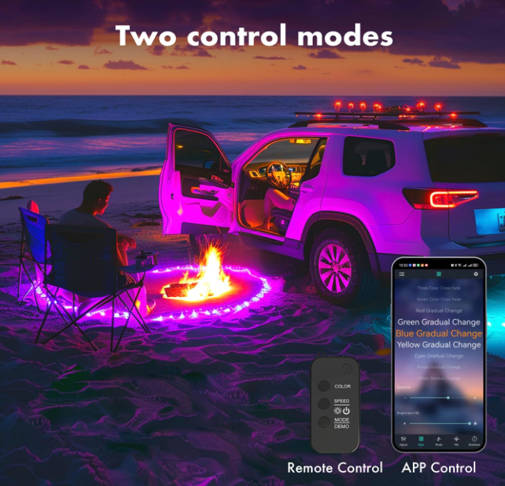 LED RGB Car Inside Lights with Smart App Control Dynamic Color Music Mode and Car Charger 4Pcs Strip