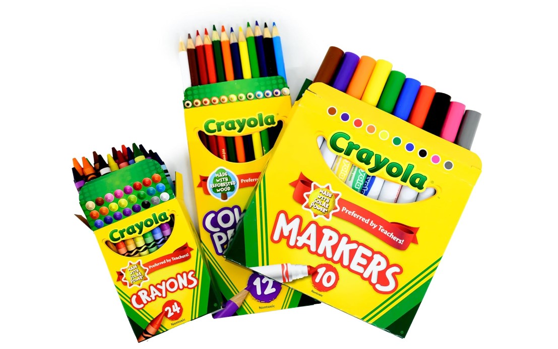 Back to School Art Supply Essentials Box Kit with Copy Books  Pencils Markers Crayons Grades K-5 -32 Pieces