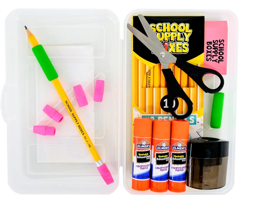 Back to School Art Supply Essentials Box Kit with Copy Books  Pencils Markers Crayons Grades K-5 -32 Pieces