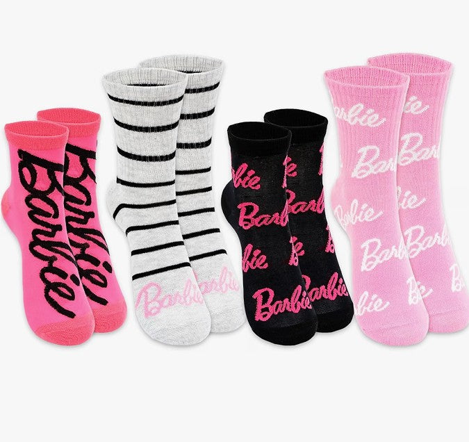 Womens Girls Classic Spandex Cotten Blend Moisture Wicking Fabric High-Quality Barbie Pink Logo Socks