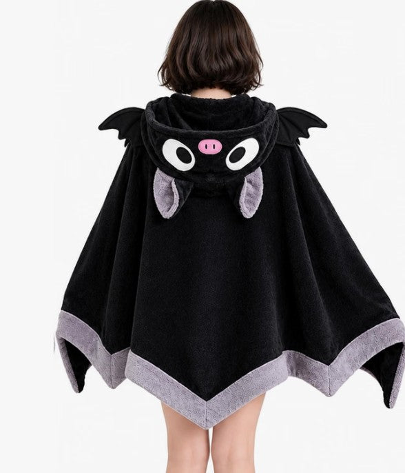 Wearable Hooded Animal Bigfoot Bat Pumpkin Ghost Black Cat Sloth Lama Penguin Design Blanket for Halloween Costumes Cosplay Adults Kids Soft Warm Fleece Sherpa Hoodie Throw Winter Linen Fleece Cozy Plush Animal Cape for Birthday  Holidays