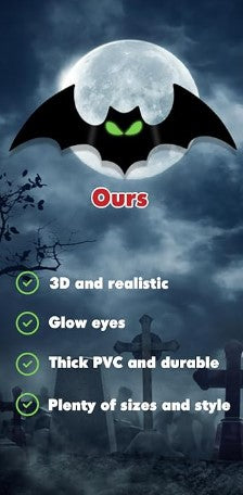 144 Pcs 3D Bats Cutouts Wall Glow in the Dark Eye Halloween Indoor Outdoor Decoration Lights