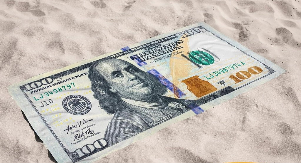 Positive Message Pink, Green Leaves American Flag 100 Dollar Bill Watermelon Design Beach Towel 60 Inch Smile Round Beach Pool Towel Preppy Rug Absorbent Face Blanket Quick Dry Happy Picnic Towels