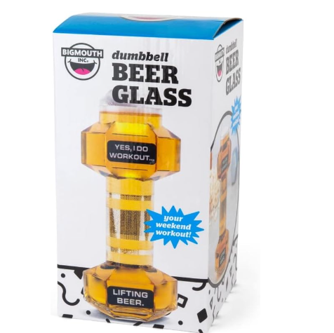 Unique Dumb bell Funny Novelty Beer Wine Cocktail Mug Glass Gifts Holds 25 Ounces of Drink