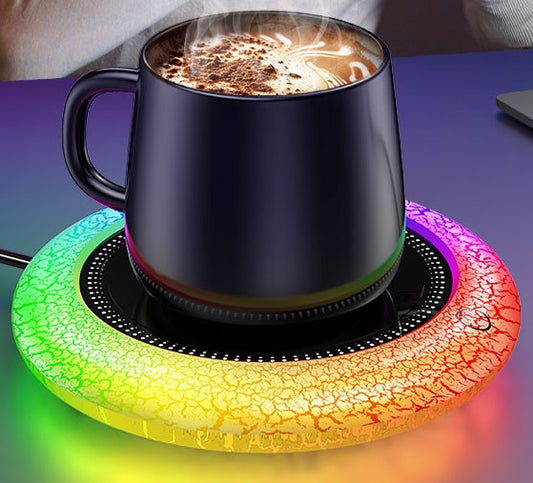 Coffee Tea Candle Soup Mug Cup Fast Heating Warmer with 7 LED Color Lights High Fastest Heating Temperature, Auto Switch for Desk Kitchen