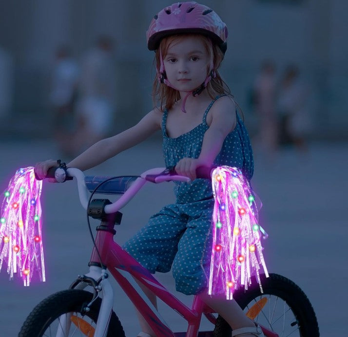 LED Waterproof Rechargeable USB Bike Bicycle Wheel Spoke Handlebar Tassell Lights for Decoration Safety Strip Light with 7 Colors Kids Adult- 2 Pack