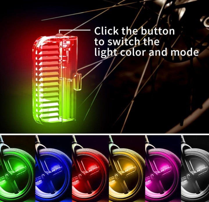 LED Waterproof Rechargeable USB Bike Bicycle Wheel Spoke Handlebar Tassell Lights for Decoration Safety Strip Light with 7 Colors Kids Adult- 2 Pack