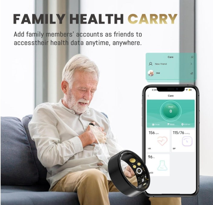 Smart Health Ring for Women Men, Vibration Alert, Touch Control, Fitness Tracker Ring with Sleep Heart Rate Steps, IP68 Waterproof for iPhone Android,
