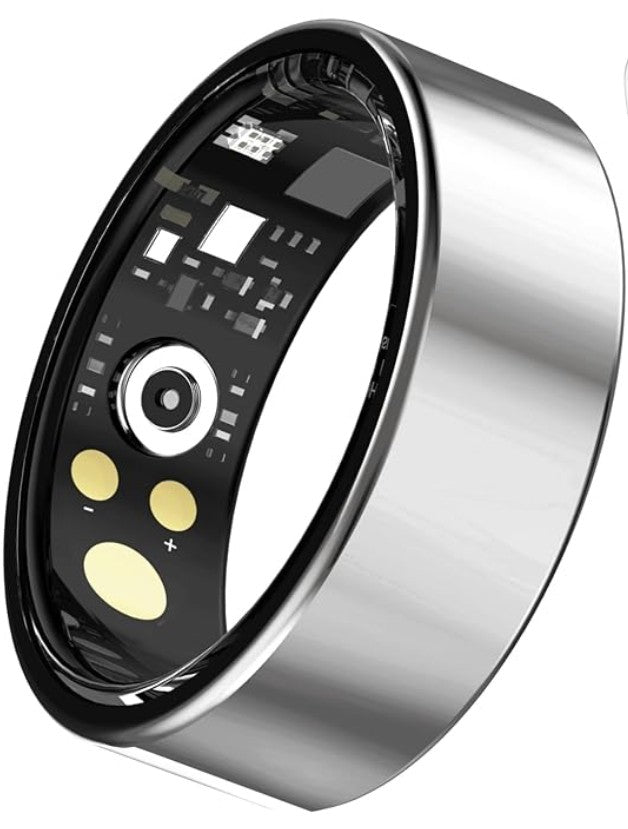Smart Health Ring for Women Men, Vibration Alert, Touch Control, Fitness Tracker Ring with Sleep Heart Rate Steps, IP68 Waterproof for iPhone Android,