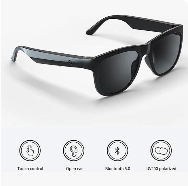 Smart Bluetooth Audio Sunglasses with Speaker UV400 Polarized lens Open Ear Music and Touch Control