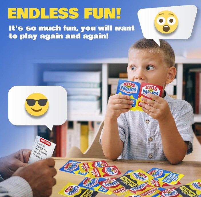 Funny Charades Kids Adults Games - Board Games for Kids & Teens Challenge - Sleepover Party Supplies for Girls, Birthday Game for Family, Kids & Girls