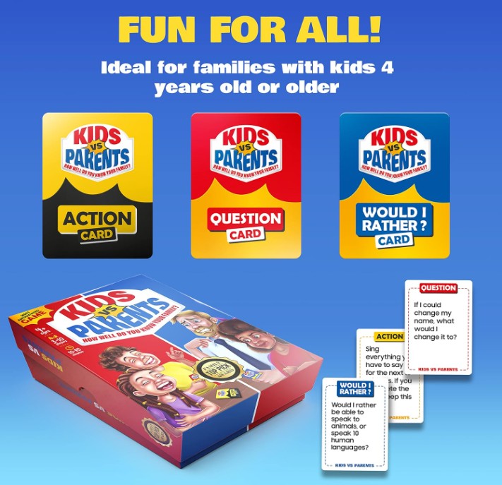 Funny Charades Kids Adults Games - Board Games for Kids & Teens Challenge - Sleepover Party Supplies for Girls, Birthday Game for Family, Kids & Girls