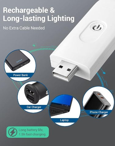 LED USB Rechargeable Adjustable Bright Clip-on Portable Bookmark Book Reading Night Light