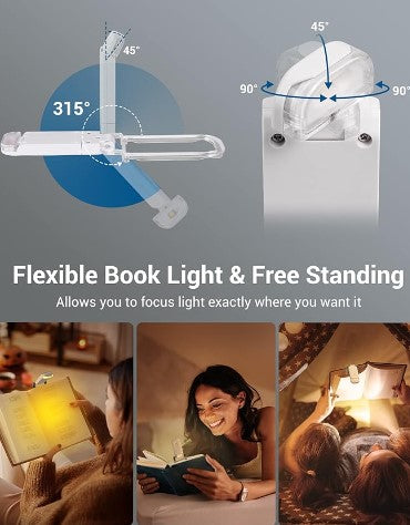 LED USB Rechargeable Adjustable Bright Clip-on Portable Bookmark Book Reading Night Light