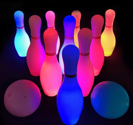 Light up Bowling Ball Toys Set Bowling Pins Toy Game with 10 Pins & 2 Balls Fun Sports Games Indoor and Outdoor