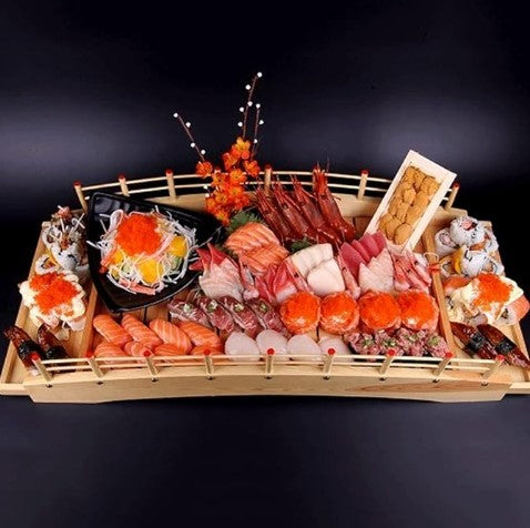 Creative Bamboo Wooden Bridge Leaf Sushi Bakery Cheese Charcuterie Pumpkin Cofin Board with Knife Serving Tray Set