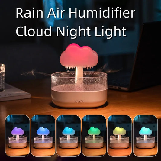 Rain Cloud Aromatherapy Humidifier with Water Drop Sound and 7 Color Led Night Lights